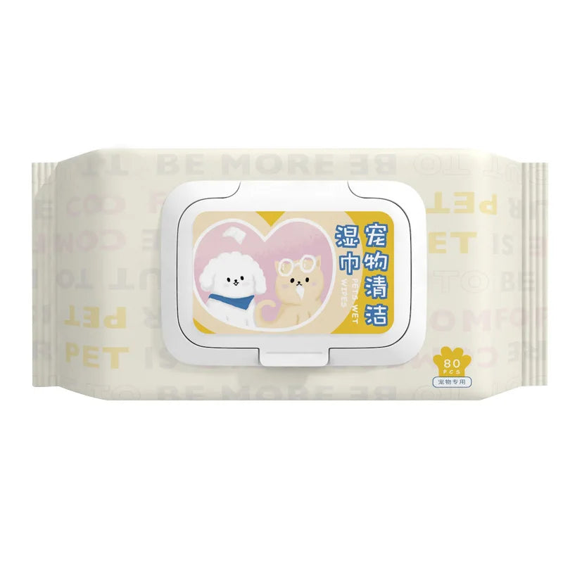 Usable Pet Wet Wipes Dogs Cats Teeth Cleaning Teeth Cleaning Soft Paper Tear Ass Eye Tears Finger Health Care Hygiene Paws Poop 80Pcs