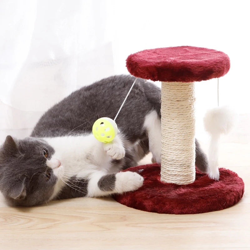 Wood Indoor Cat Scratching Post Sisal Cat Scratcher Interactive pet toys for Cats Kitten Playing Toys Cat Tree Toys Pet Supplies